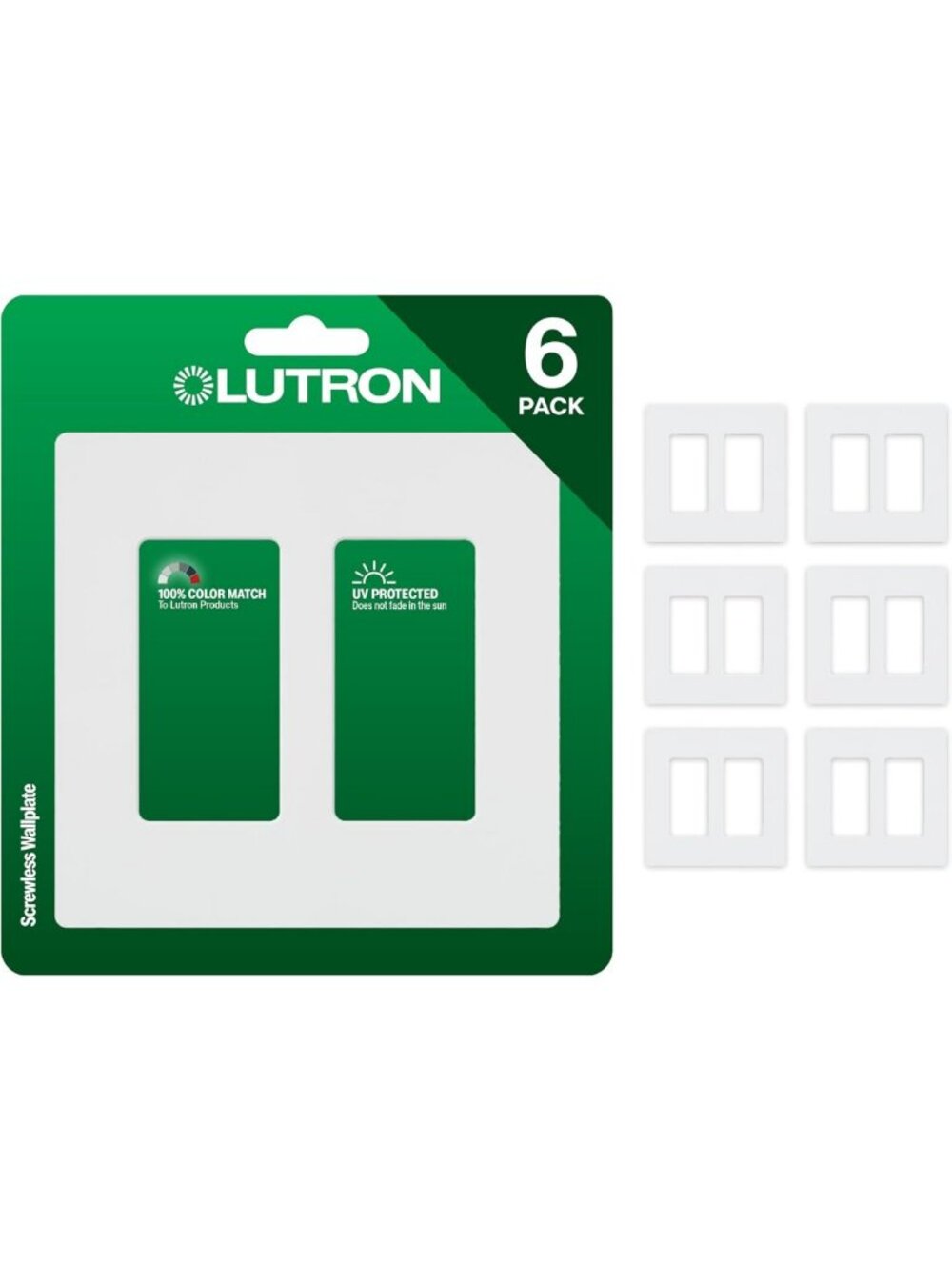 Lutron CW-2-WH 2-Gang White Wall Plate, Pack of 6